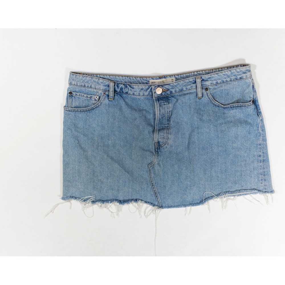 Asos Denim Cotton Stretch Distressed Jean Skirt 16
